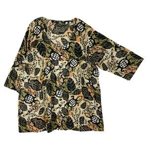 NWT GUDRUN SJODEN Dress XXL Turtle Fish Snake Leaf Multi A-Line Button-Up Pocket